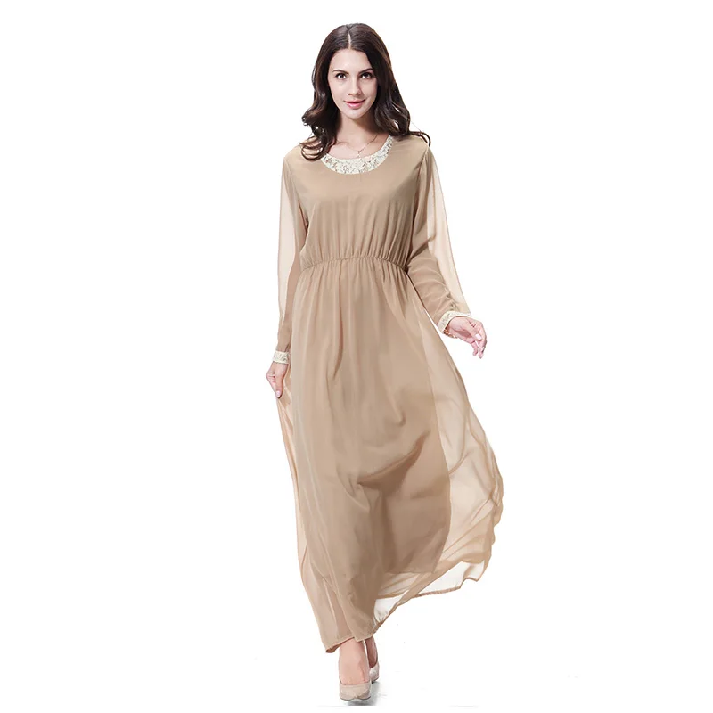 Мусульманское платье длинная одежда для Для женщин длинное шифоновое Slevee Рамадан женский Абаи платья