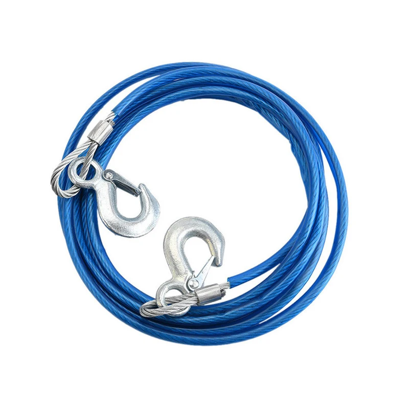 الثقيلة سحب الحبال 4 M 5 طن سلك كابل عالية القوة هوك أسلاك الفولاذ مقطورة سيارة الطوارئ حبل قطر