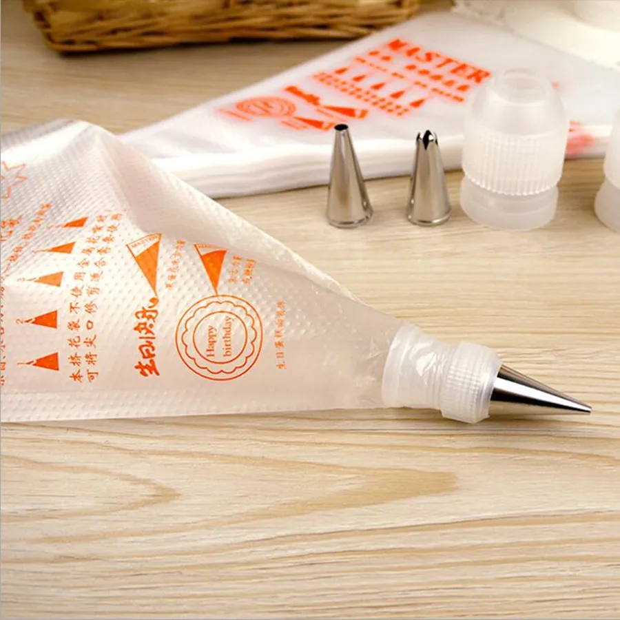 10Pcs Bag Disposable Piping Bag Icing Nozzle Fondant Cake