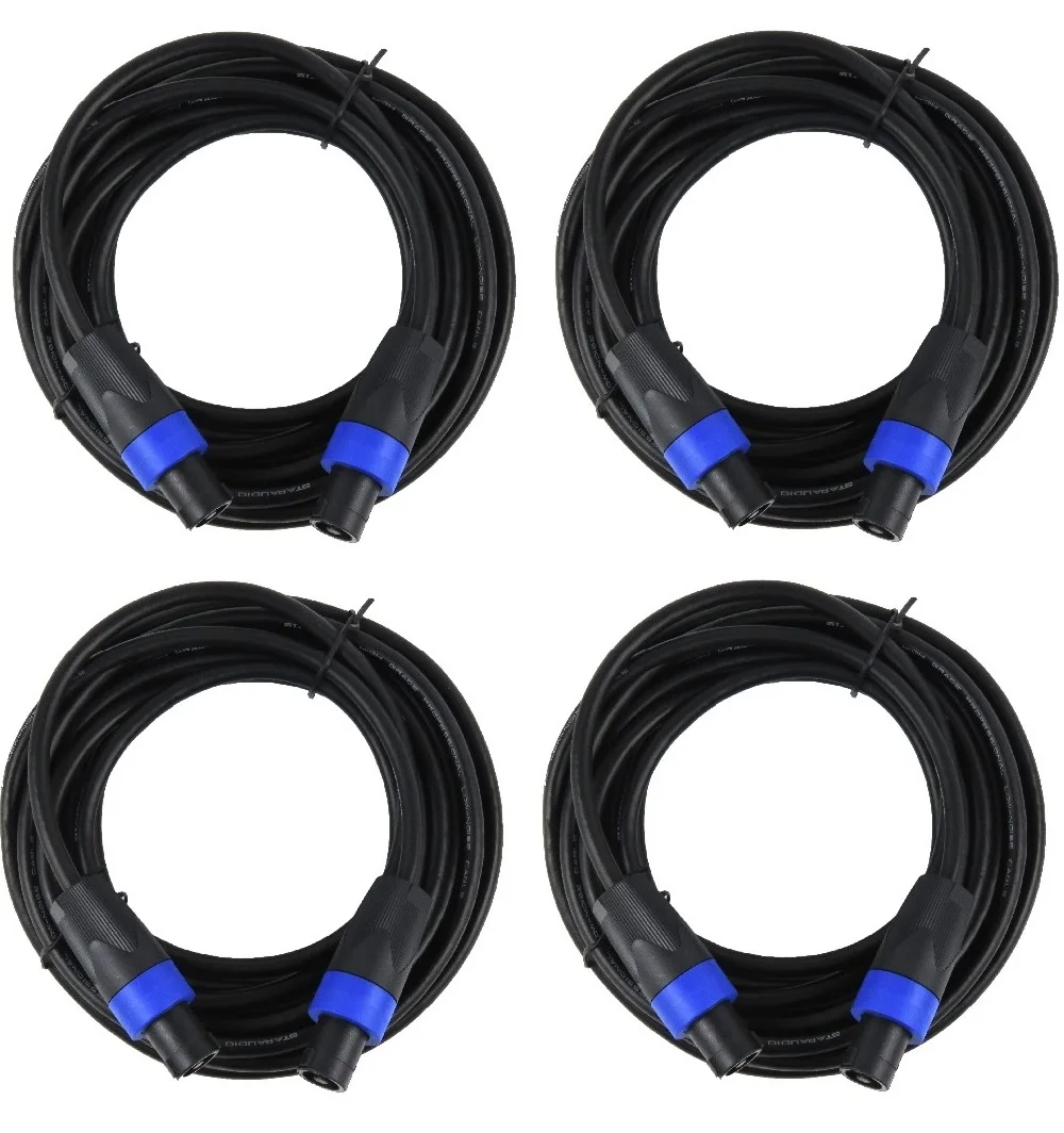 STARAUDIO 4 шт. Speakon 25 футов (7 5 м) 12 калибра провод AWG DJ Pro аудио Динамик кабели SMMC-750CM |