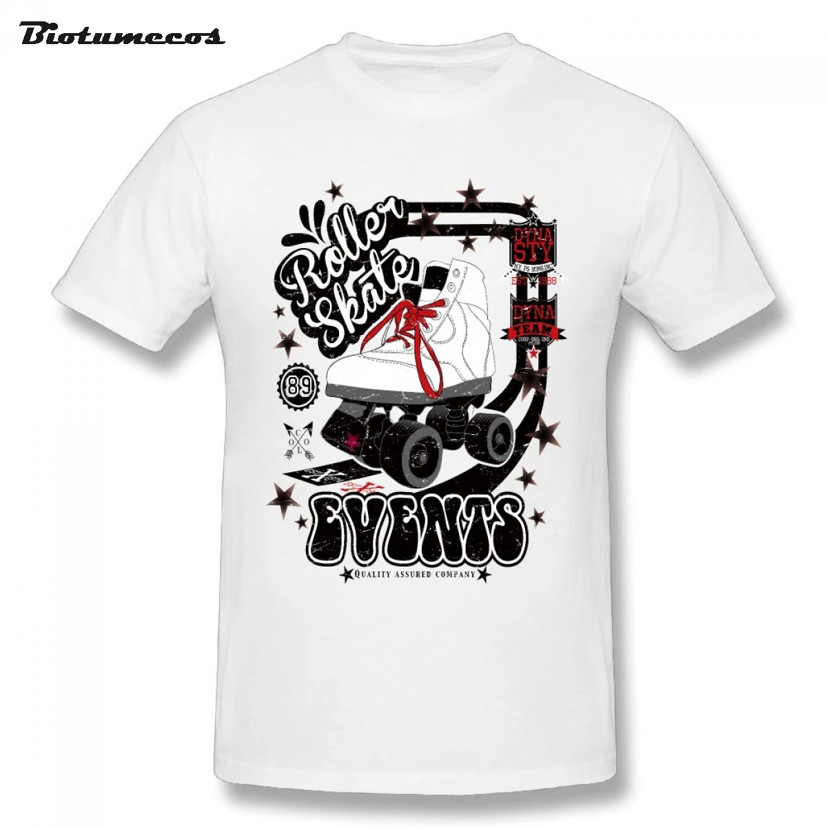 T shirt Men White Roller Skate Events Printed Men's T shirt Short
