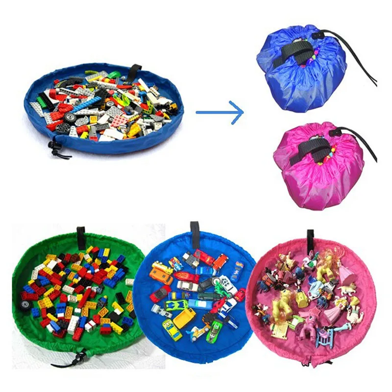 

Full size Portable Kids Toy Storage Bag and Play Mat Lego Toys Organizer Bin Box S L size Fashion Practical Storage Bags 2018