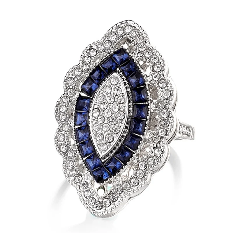 Кольцо в форме глаза большой лошади, богемский дизайн, модное длинное прозрачное и голубое кольцо с большими кристаллами, ювелирные изделия, уникальные роскошные ювелирные изделия