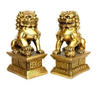 

0 pair of tibet brass statue foo dogs/Lions