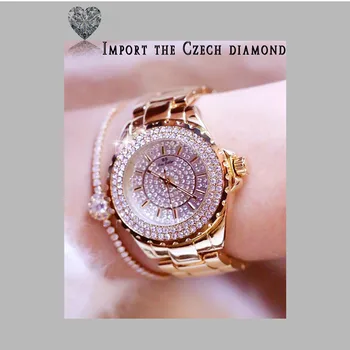 

High-End Women's Imported Quartz Movement Chain Watch Customized Full-Water Diamond Women's Watch Alloy Material Female Watch