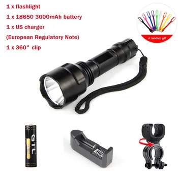 

Super bright C8 XML T6 18650 LED flashlight 1000 lumens 5 mode outdoor waterproof spotlight torch hunting tactical LED flashligh