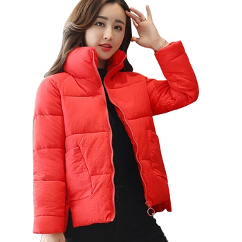 

New 2019 plus size female autumn winter coat women stand collar parka thicken warm short jacket women cotton padded outwear
