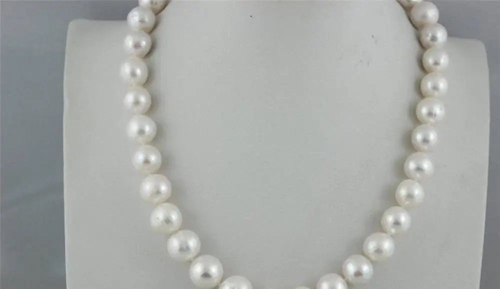 

Big size fresh water pearl necklace white 12-14mm 17.5 14K GP clasp