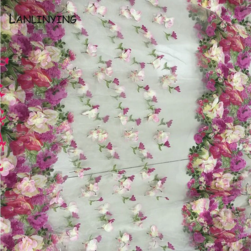 Одежда швейная ткань для платья Африканский 3D шифон цветок органза кружева напечатаны DIY перспектива аксессуары из тканей ткань D519