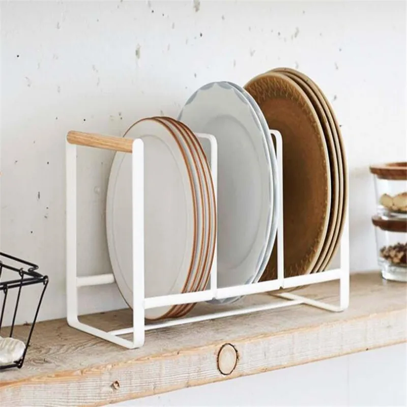 

1PC Plates Storage Rack Kitchen Storage & Organization White Multifunction Home 3Grids