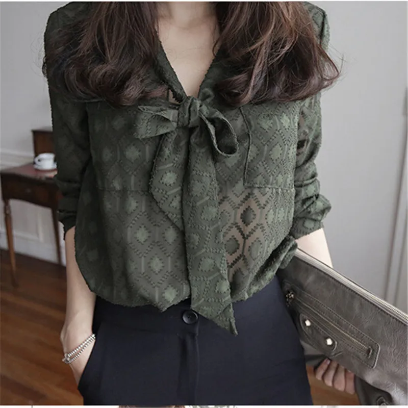 

2017 Autumn Vintage Chiffon Blouse Women Shirts Korean Blusas Femininas Camisas Plus Size Lace Blouses Winter Shirt Women Tops