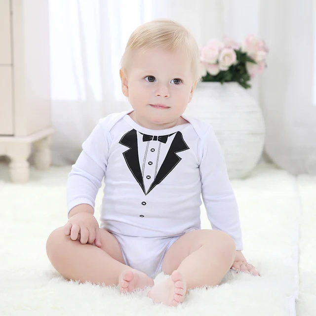 High Quality Newborn Cotton Bodysuits Baby Boys Climb infant Gentleman ...