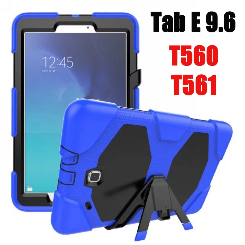 

For Samsung Galaxy Tab E 9.6 T560 T561 Armor Hybrid Shockproof Defender Kickstand Case Cover W/ Bulit-in Front Protective Film
