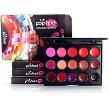 Popfeel сексуальные красные губы Придерживайтесь Palette Водонепроницаемый блеск для губ наборы дубинки Maquiagem чёрный; коричневый матовая помада 15 цветов