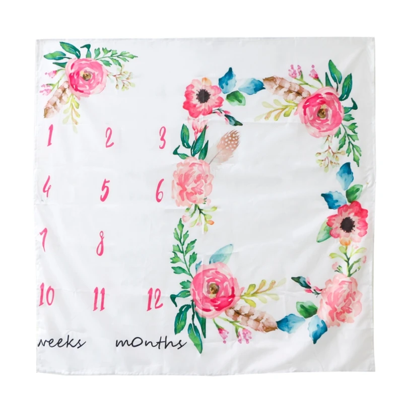 

Newborn Baby Watercolor Floral Photography Background Cloth Milestone Blanket