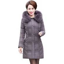Зима среднего возраста мать белая утка вниз пуховая куртка t пальто средней длины теплая Высококачественная пуховая куртка размера плюс 6XL BH060