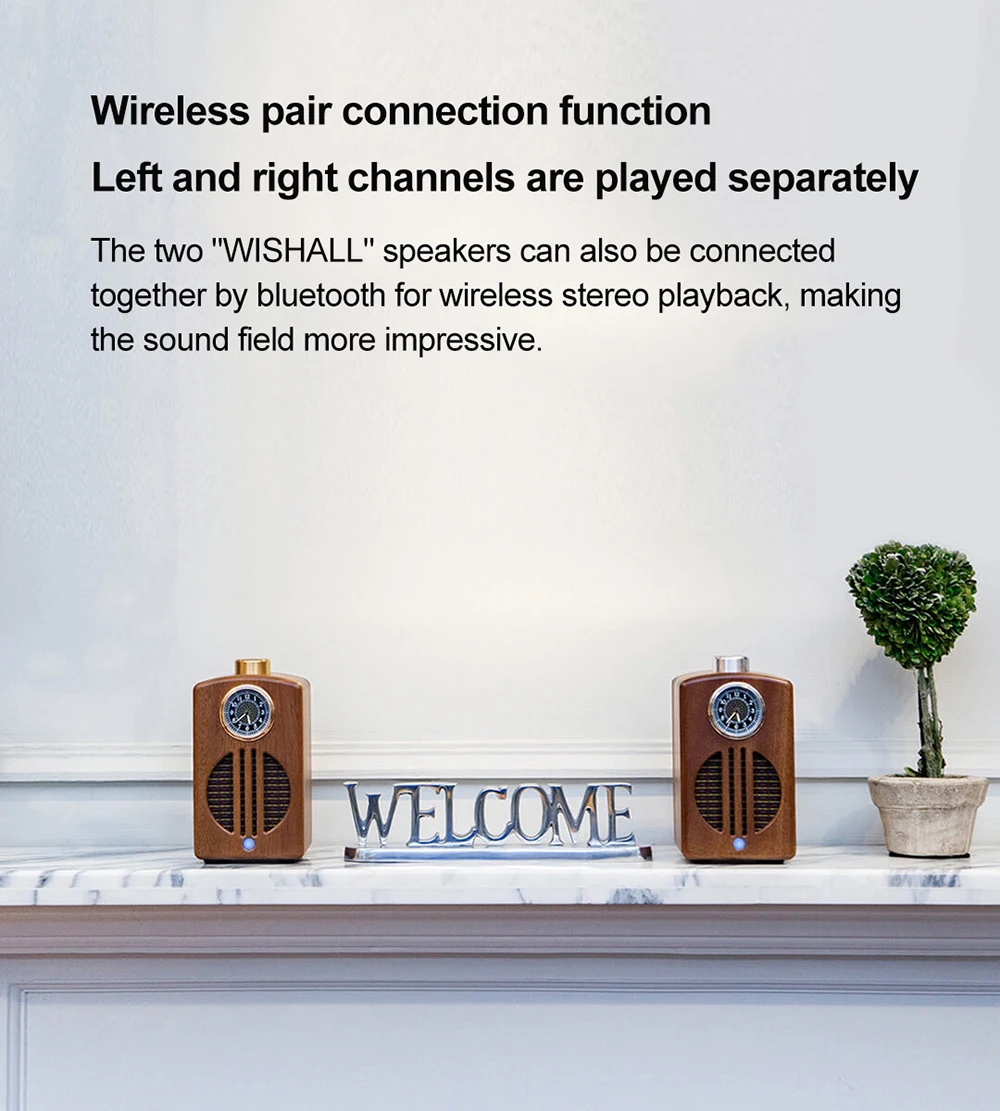 Xiaomi WISHALL Bluetooth беспроводной деревянный динамик 3D стерео HIfi аудио устройство со светящимися часами Поддержка Bluetooth, AUX