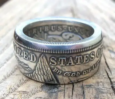 Morgan серебряное кольцо для монет в долларах «Орел» Посеребренная Ручная работа в размерах 8-16
