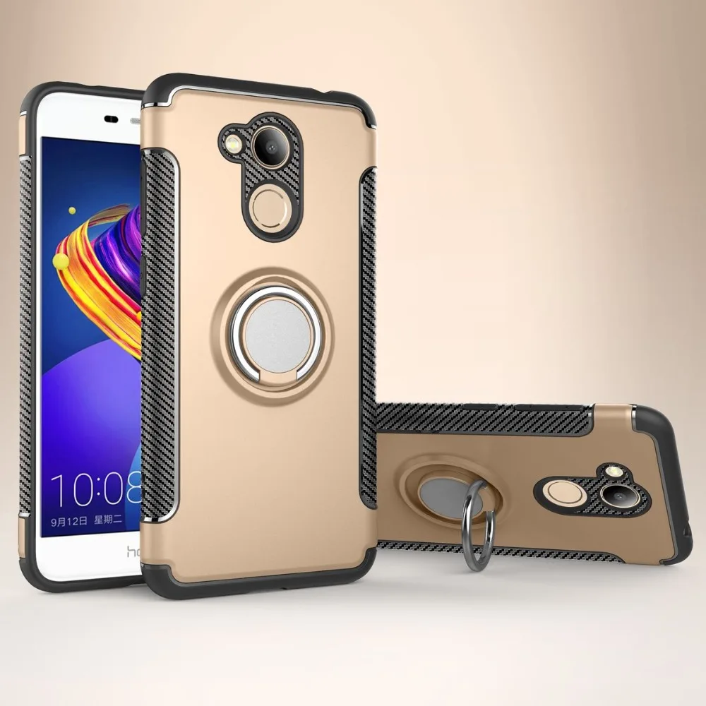 

Kasatin Ring Case For Huawei Honor V9 Play Silicone + PC Hybrid Armor Cover for Honor V9 Phone Cases With Car Metal Stand