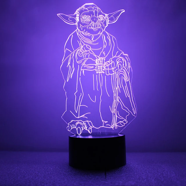 Star Wars 3D Lamp Luminaria LED Night Verlichting Master Yoda Jedi ... Star Wars 3D Lamp Luminaria LED Night Verlichting Master Yoda Jedi ...