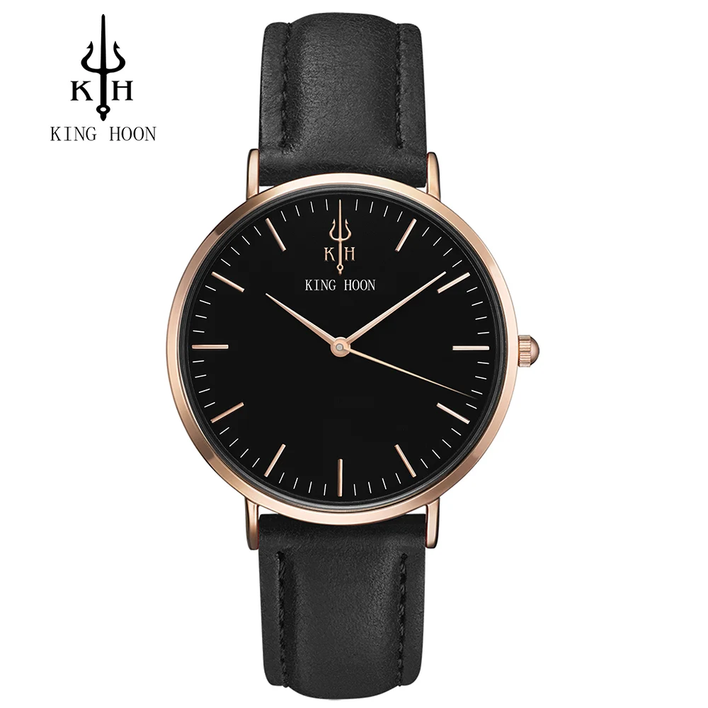 

Super slim Quartz Casual Wristwatch Business KING HOON Brand Leather Analog Quartz Watch Men's Fashion 2016 relojes hombre
