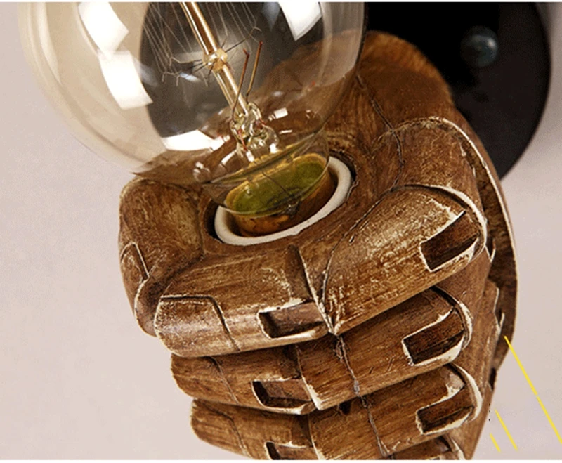 Retro Resin Right  Left Hand Fist Wall Lamp Loft Wind Novelty Cafe Bar Foyer Study Dining Room Home Decoration Lights Fixtures (6)