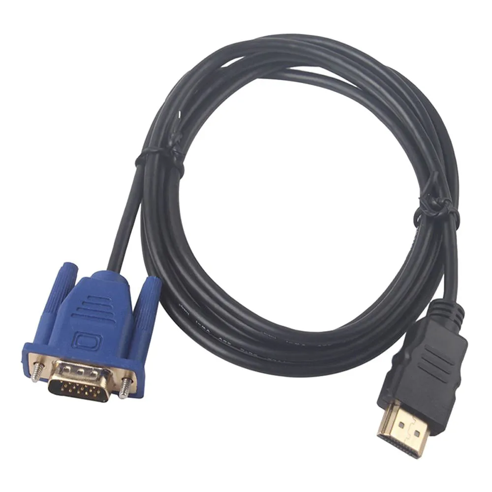 HDMI кабель Золотой штекер VGA HD-15 мужской 15Pin Кабельный адаптер-переходник 5FT 1,8 M 1080P HD перфоратор переключатель для ПК HDTV монитор FW3