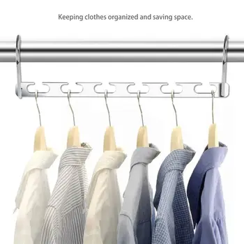 

6pcs Wardrobe Closet Bar Clothes Coat Hanger Organizer Wonder Hanger Multifunctional Metal Cascading Organiser for Space Savin