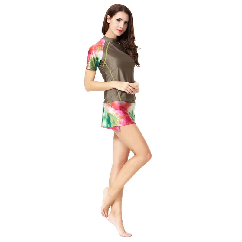 

2 pcs Set Muslim Women Swimwear Islamic Skirt Modest Swimsuit Beach Suit Bathing wear Bikini set