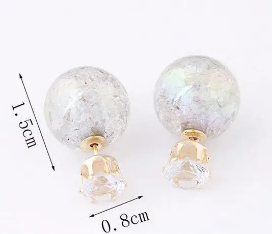Cute Candy Color Double Side Round Pearl Earing Resin Crystal Ball Ear Studs TB 
