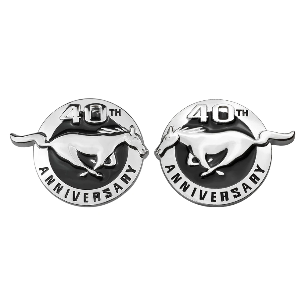 Car Badge Emblem Sticker Durable 40th Anniversary Mustang Running Horse