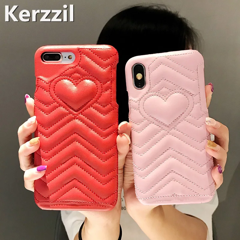 Жесткий чехол Kerzzil с милыми сердечками для iPhone 6 7 8 X абстрактные Геометрические