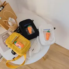 Женские сумки-мессенджеры, новинка, брендовые милые холщовые сумки через плечо с морковкой, женские повседневные сумки для студентов, модные сумки через плечо