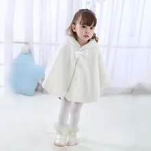 Одежда для малышей для девочек Утепленная одежда мех мультфильм с капюшоном и заячьими ушками шерстяное пальто куртка одежда для девочек Зимний плащ пальто# TX4