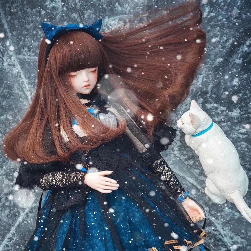 Allaosify куклы аксессуары 1/3 1/4 Bjd парик кукла волосы парик маленький демон Длинные прямые парик челка милые девочка и мальчик детские волосы - Цвет: 13