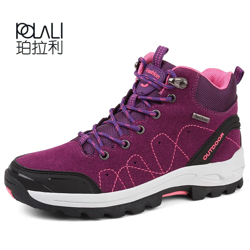 

POLALI Winter hiking shoes women outdoor waterproof climbing mountain zapatillas trekking mujer warm men size 36-40