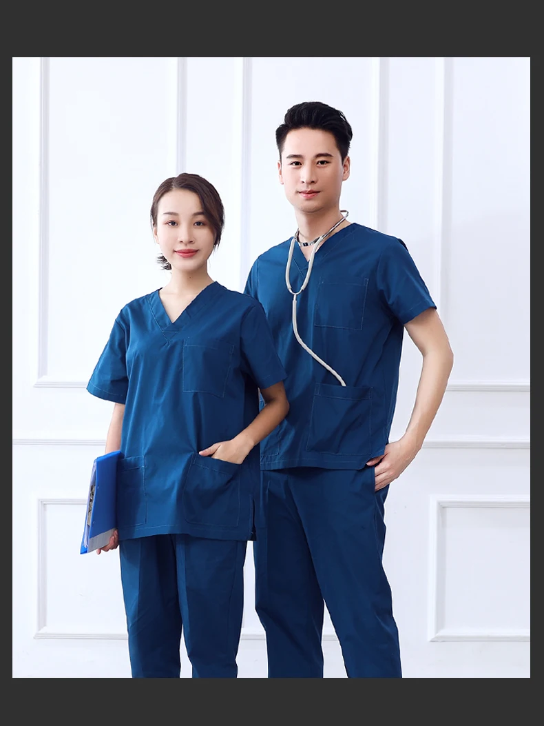 Больница и зубная клиника женщина мужчина доктор с коротким рукавом хирургическая форма изоляции скраб набор, молния медицинский костюм