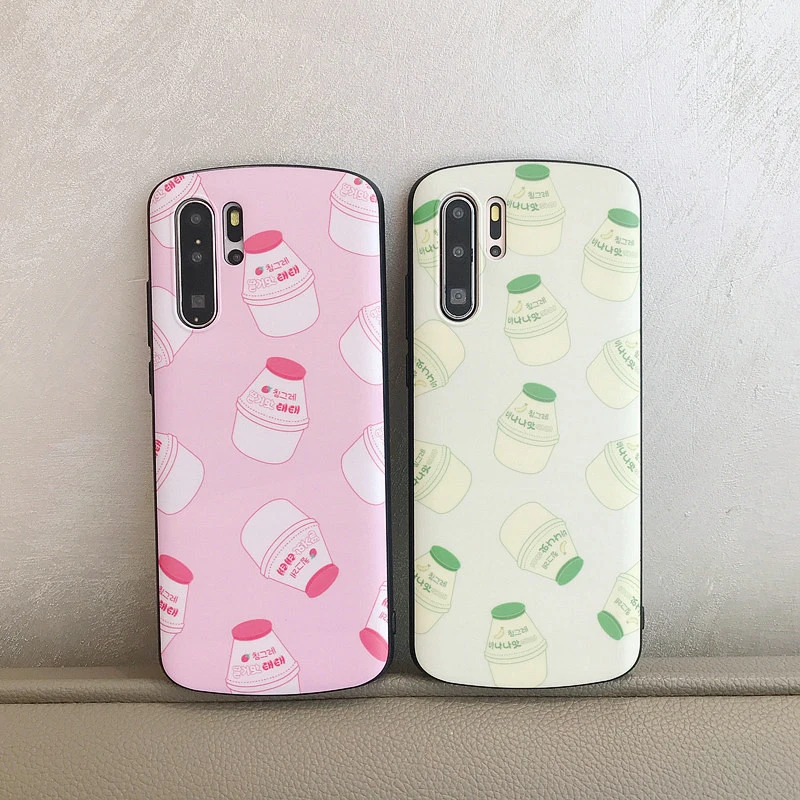 

Phone Cases for Huawei P30 P20 Mate 20 Pro Strawberry drinks arc-shaped soft TPU cover For Honor 8X 10 V20 Nova 3 3i 4 cases