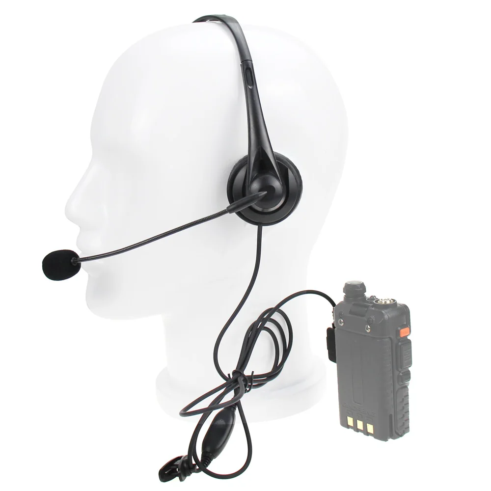 

Universal K Plug Over Ear Headphone Walkie Talkie Noise Reduction Two Pin PTT Headset For kenwood Baofeng BF-UV5R BF-888S
