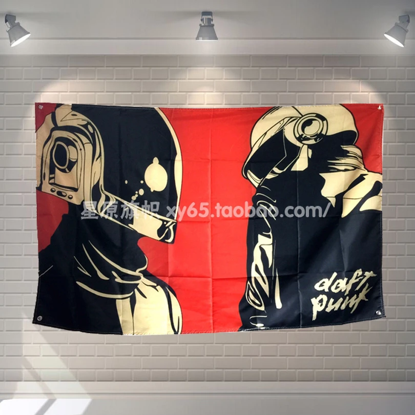 Daftpunk Musik Rock Poster Banner Studio Musik Dinding Dekorasi Menggantung Seni Tahan Air Kain Polyester Kain Flags Flags Flags Polyester Flaghanging Flag Aliexpress