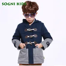 SOGNI KIDS Boys Clothing Fashion Brand Children Wool Coats Outerwear For boys Thicken Hooded Boys Winter