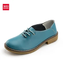 Мокасины weideng из натуральной кожи женская обувь на плоской подошве туфли оксфорды повседневные резиновые на шнуровке модные sapatos femininos зима