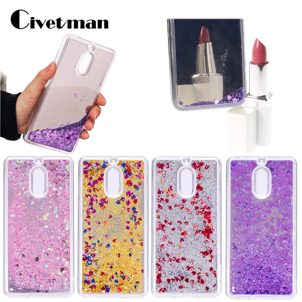

Cover Cell Phone Case For Nokia 6 Six Nokia6 5.5" Shine Glitter Mirror Design Dynamic Liquid Quicksand Back Shell Protection Bag