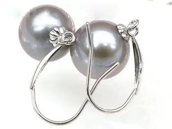 

Genuine AAA+++ 8mm silver gray akoya pearl dangle earring 14k solid white gold