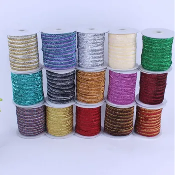 

100Y 5/8" 15mm Sparkly Glitter Metallic Velvet Ribbon Velour Ribbon 45 Colors DIY browband Headband Wedding Party Gifts
