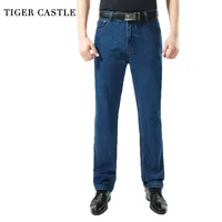 TIGER CASTLE Men Washed Denim Jeans Casual Straight Denim Overalls for Men Brand Male Classic Jeans Pants Men Business Trousers 1