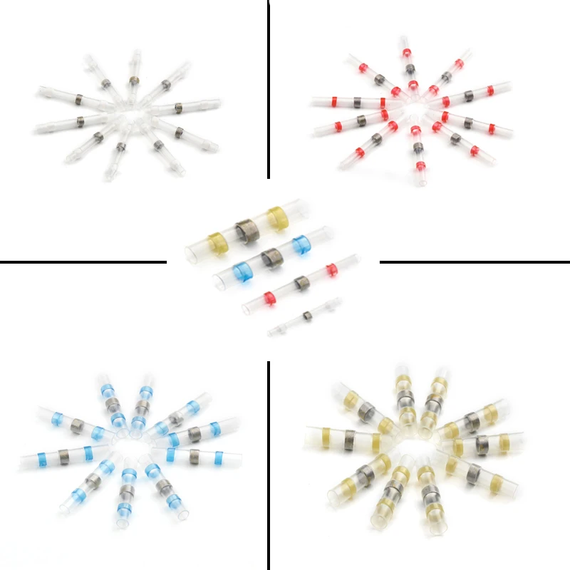 

10PCS Waterproof Heat Shrink Terminals Solder Sleeve Tube Mixed-Sizes Electrical Wire Butt Terminal Connectors 4Sizes