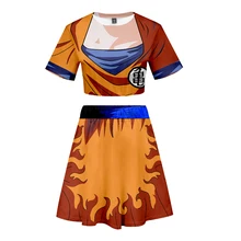 Frdun/ костюм с юбкой с 3D драконом, 2 предмета, футболка с короткими рукавами и короткая юбка, повседневные комплекты для девочек, Kpop