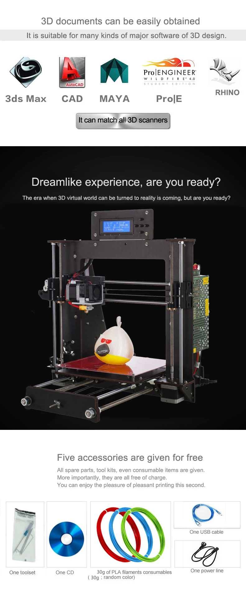 3d принтер Reprap Prusa i3 один Nozzel обновление сбой питания печать Impressora 3D Великобритания США