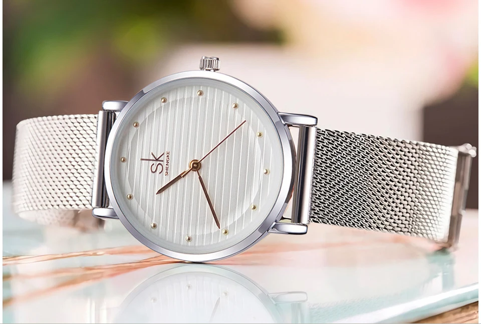 Shengke часы из нержавеющей стали женские брендовые серебряные кварцевые часы Relogio Feminino SK женские наручные часы Montre Femme# K0049